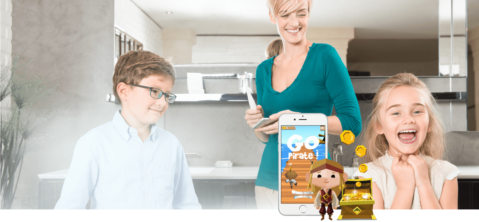 family using the kolibree smart toothbrush